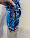 bandana necklace - palmtree - blue