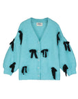 Maison Mangostan - bow knit cardigan - sky blue