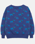 Weekend house kids - blue dog allover sweatshirt - blue