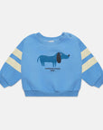 Weekend house kids - baby - blue dog stripes sweatshirt - soft blue