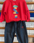 Bobo Choses - kids - tic tac toe denim pants - navy blue