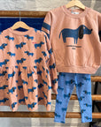 Weekend house kids - blue dog allver dress - dusty pink