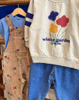 Weekend house kids - flowers allover corduroy dungaree - beige