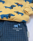 Weekend house kids - baby - blue dog allover sweatshirt - yellow