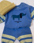 Weekend house kids - baby - blue dog stripes sweatshirt - soft blue