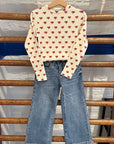 The campamento - kids - red bows t-shirt - ecru