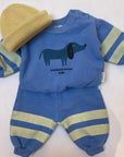 Weekend house kids - baby - blue dog stripes sweatshirt - soft blue