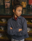 Charlie Petite - Niki blouse - blue/grey checked