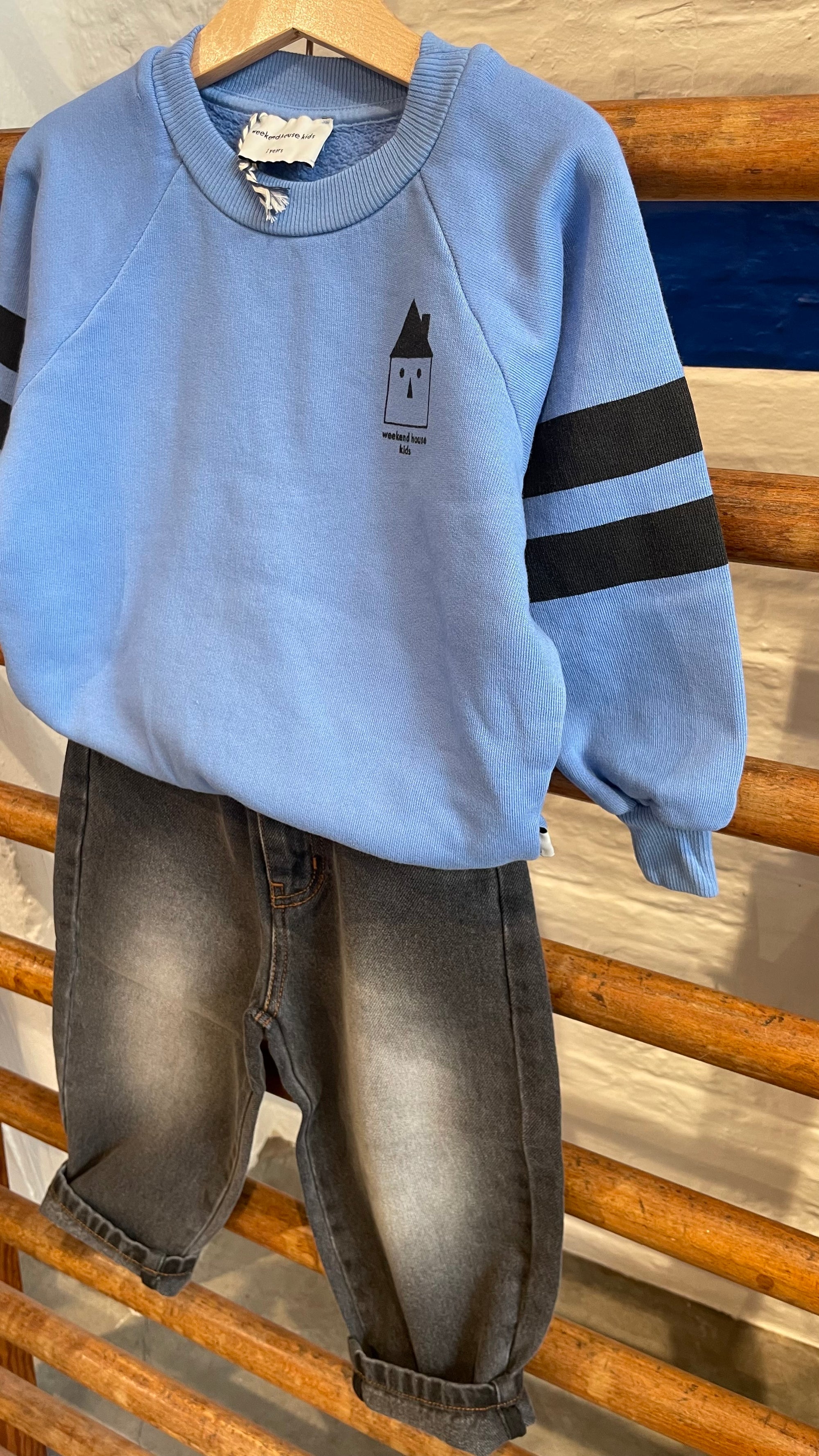 Weekend house kids - whk logo sweatshirt - soft blue