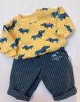 Weekend house kids - baby - blue dog allover sweatshirt - yellow