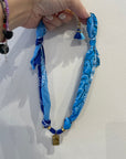 bandana necklace - palmtree - blue
