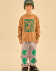Jelly Mallow - flower garden sweatshirt - brown