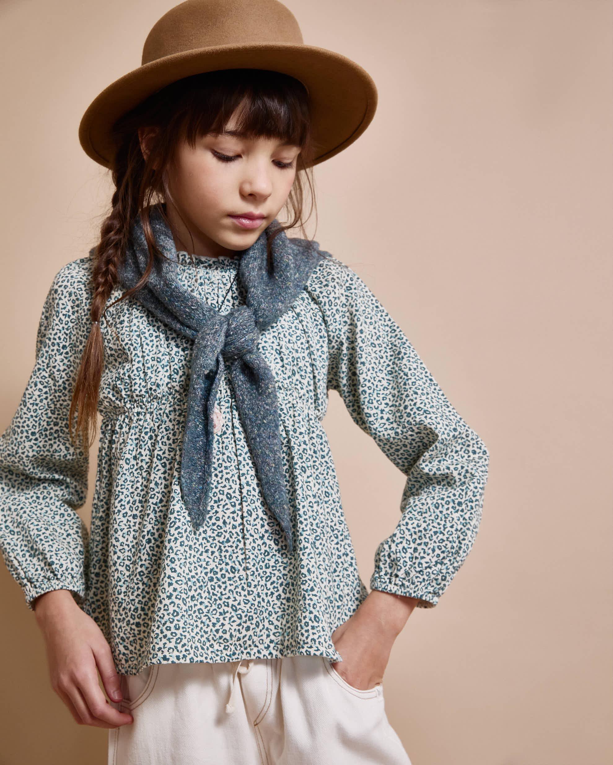 Buho - kids - speckle blouse - alpine green