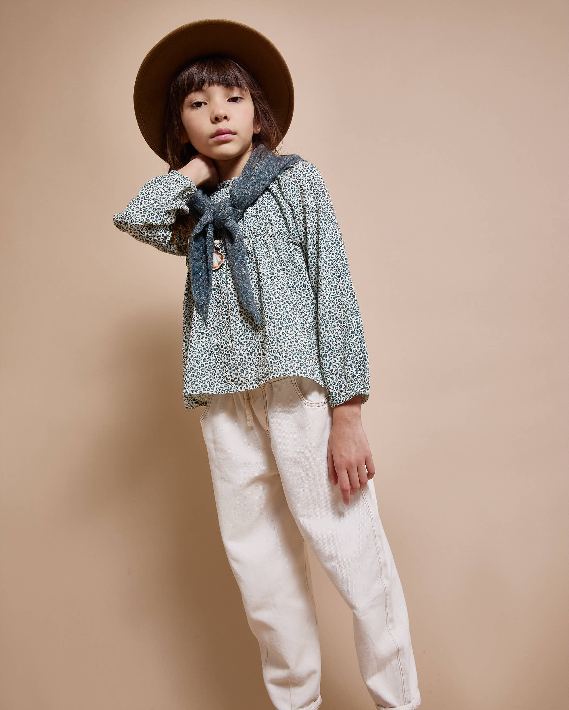 Buho - kids - speckle blouse - alpine green