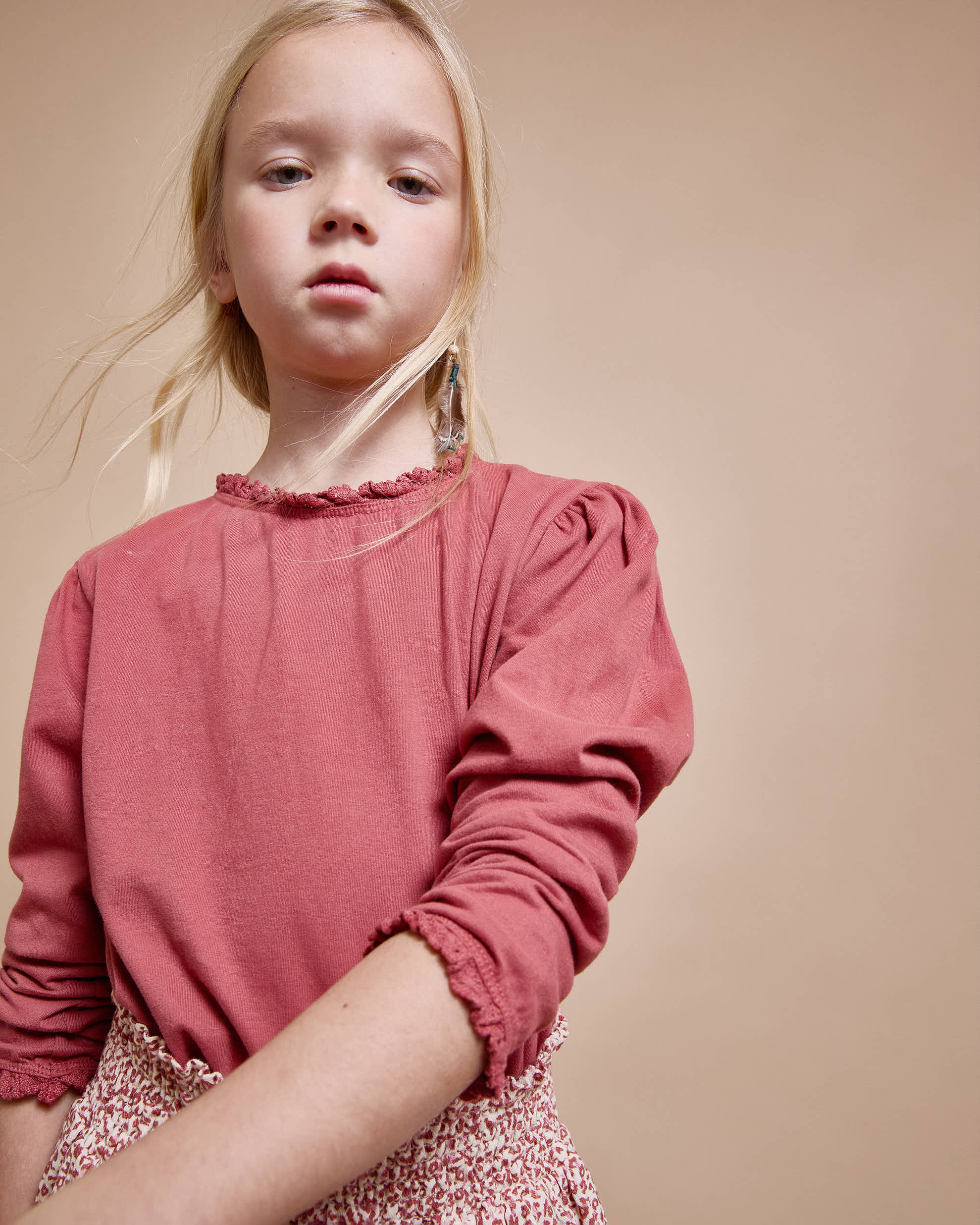 Buho - kids - lace t-shirt - blush