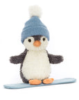 Jellycat - peanut penguin snowboarding