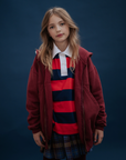 Repose Ams - polo sweatshirt - navy red block stripe