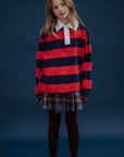 Repose Ams - polo sweatshirt - navy red block stripe