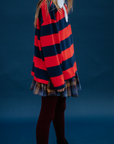 Repose Ams - polo sweatshirt - navy red block stripe