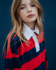Repose Ams - polo sweatshirt - navy red block stripe