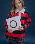 Repose Ams - polo sweatshirt - navy red block stripe