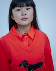 Repose Ams - knit v-neck spencer - radiant red