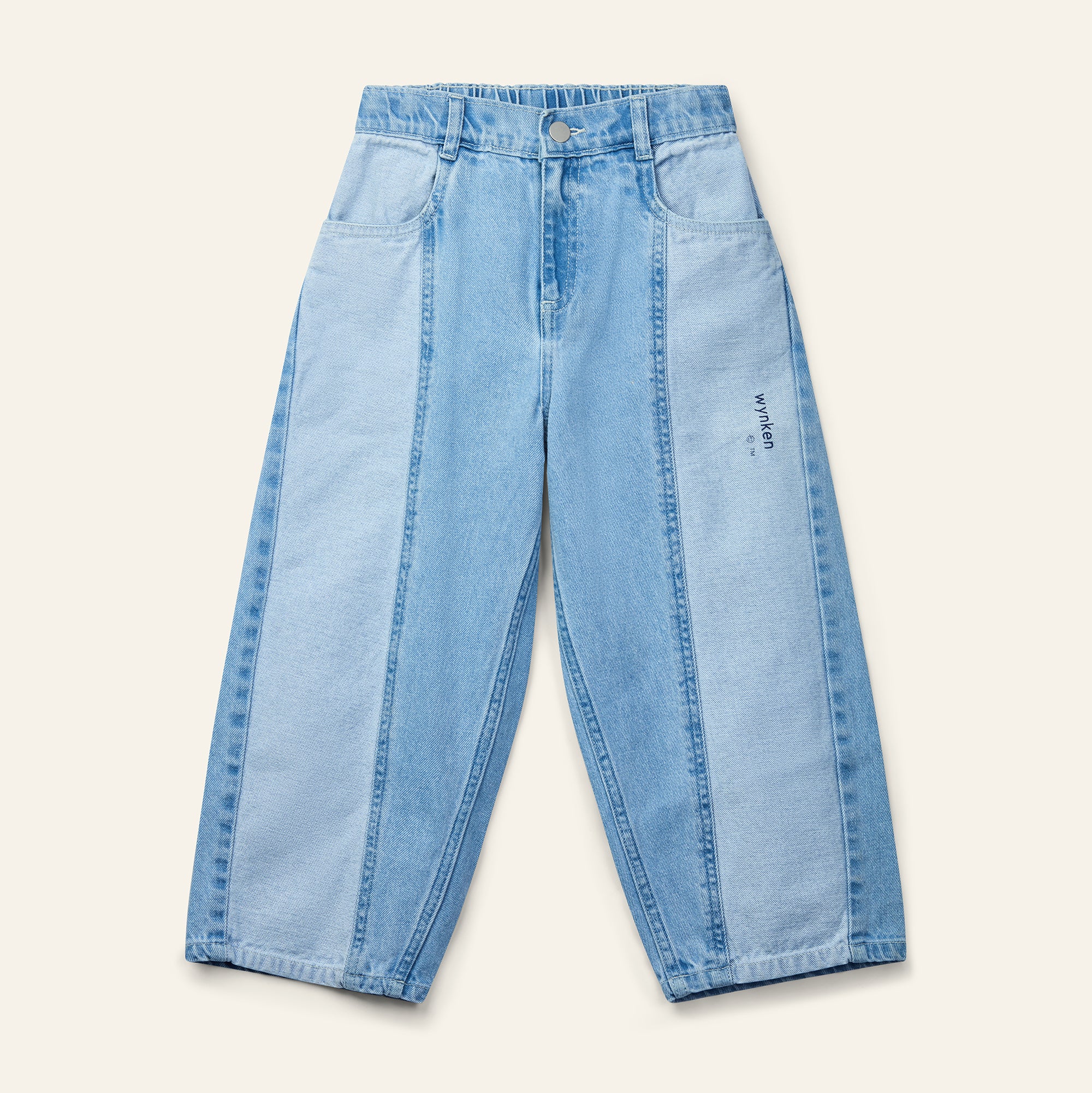 Wynken - panel jeans - mid wash/pale bleach