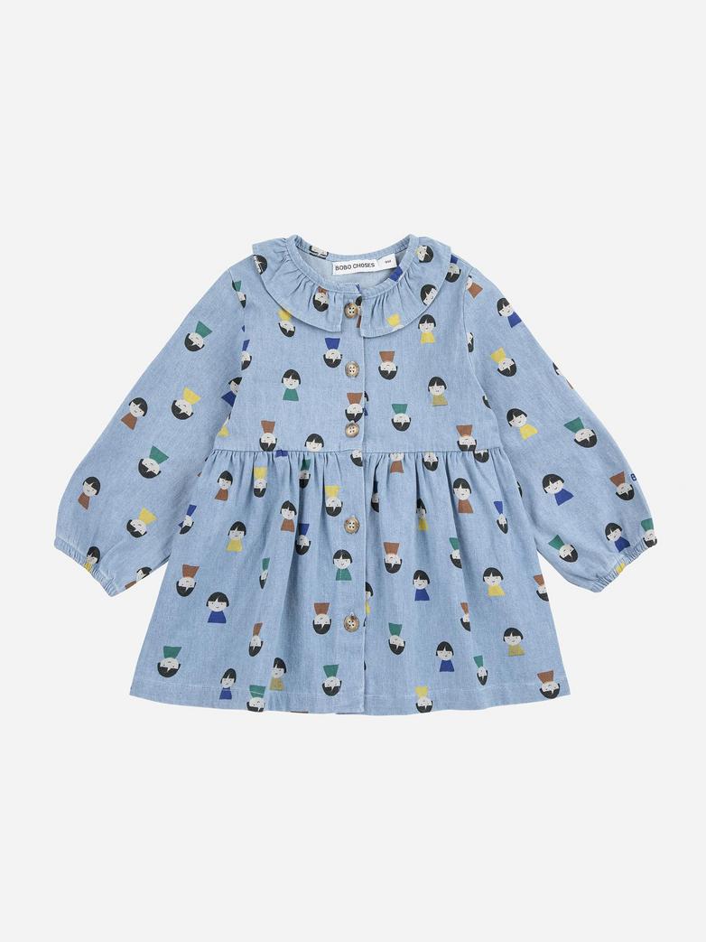 Bobo Choses - baby - game pawns allover denim dress - light blue