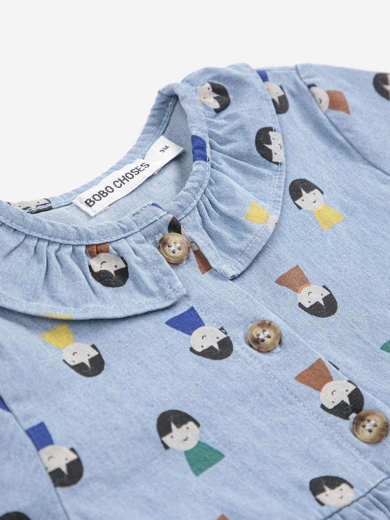 Bobo Choses - baby - game pawns allover denim dress - light blue