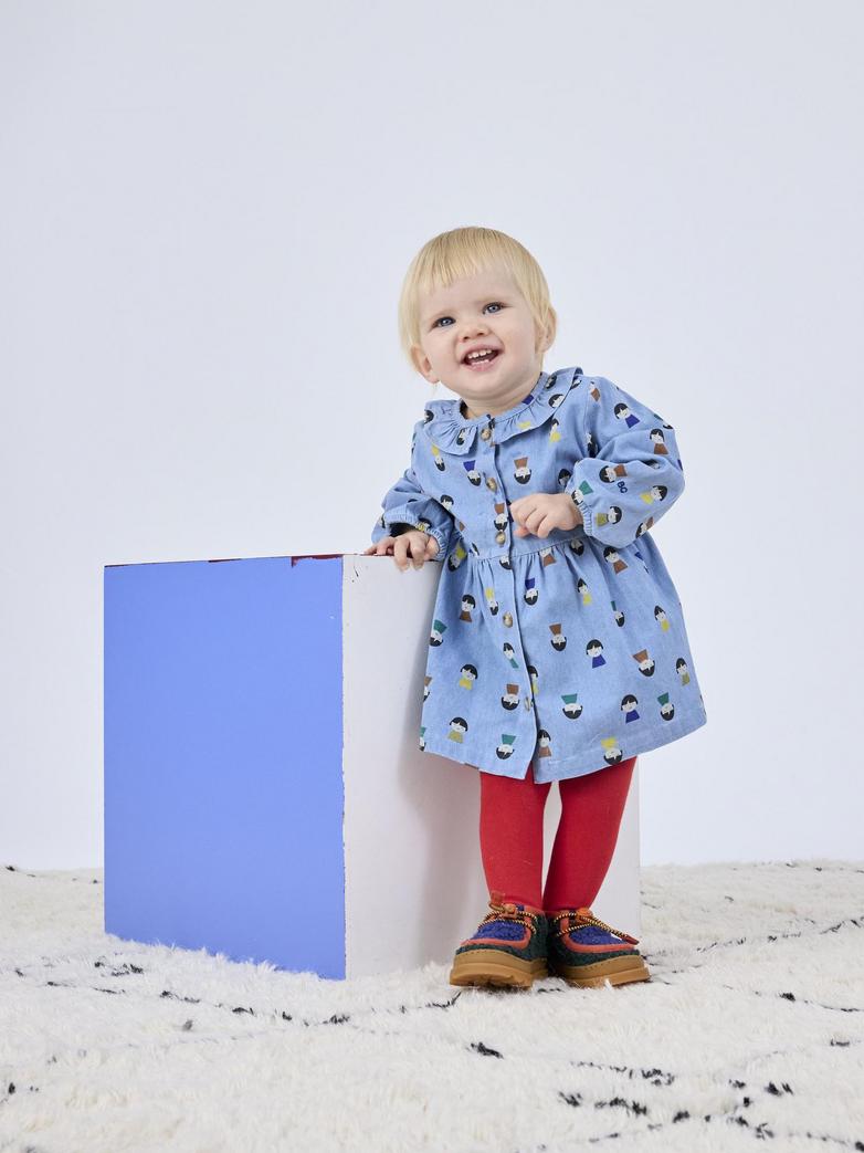 Bobo Choses - baby - game pawns allover denim dress - light blue