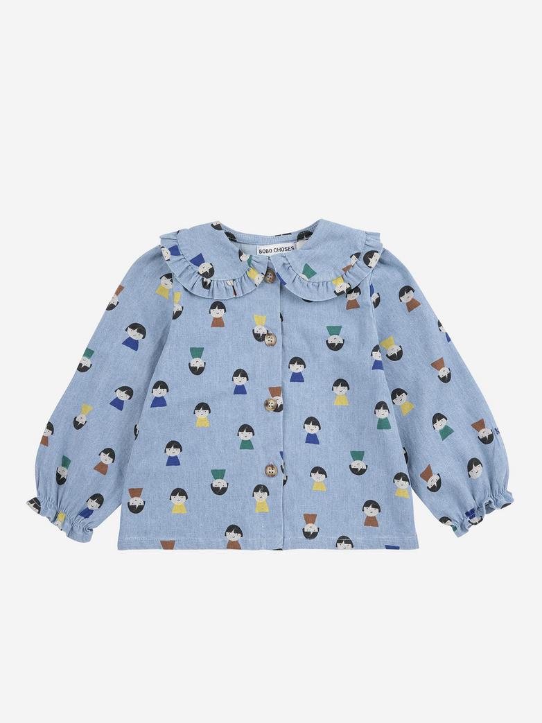 Bobo Choses - baby - game pawns allover denim blouse - light blue