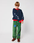 Bobo Choses - kids - colorblock sweatshirt - midnight blue