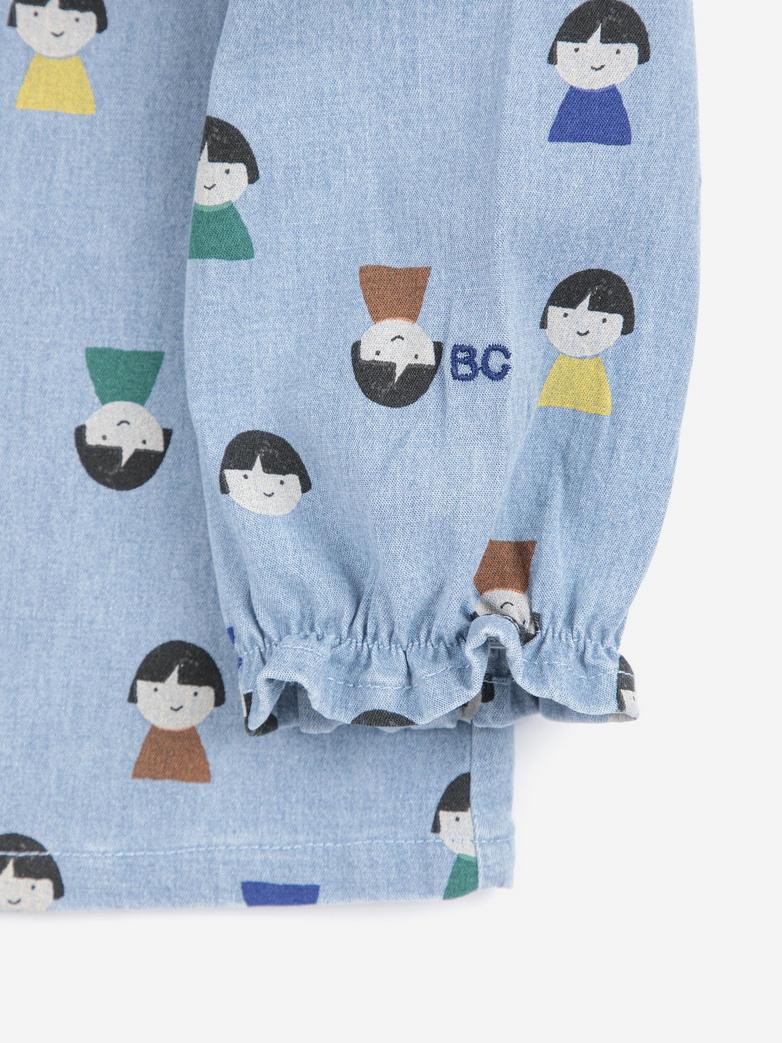 Bobo Choses - baby - game pawns allover denim blouse - light blue