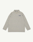 Main Story - roll neck rib top - grey melange stripe