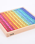 Sensory play - transparant gem cubes in tray