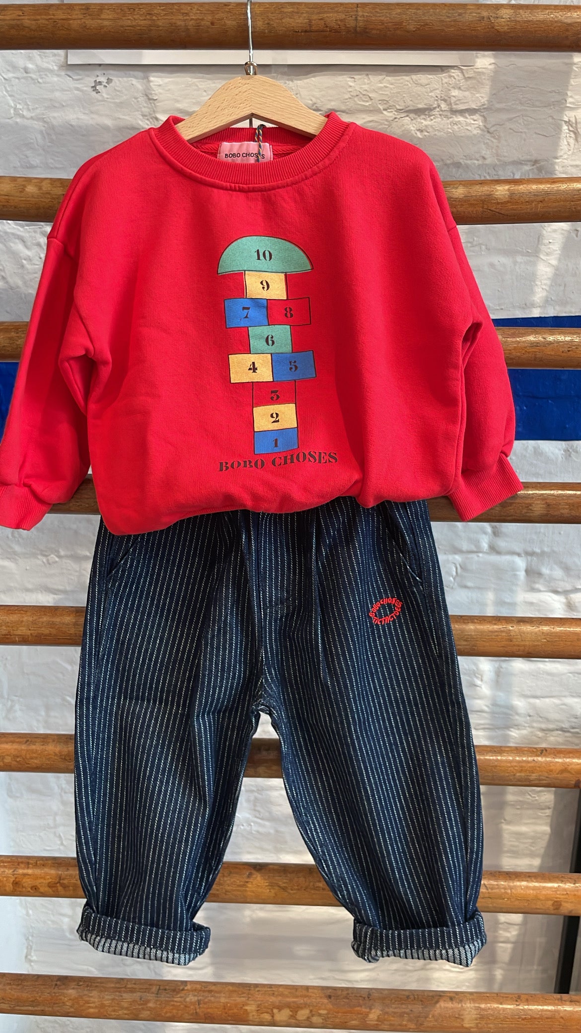 Bobo Choses - kids - tic tac toe denim pants - navy blue