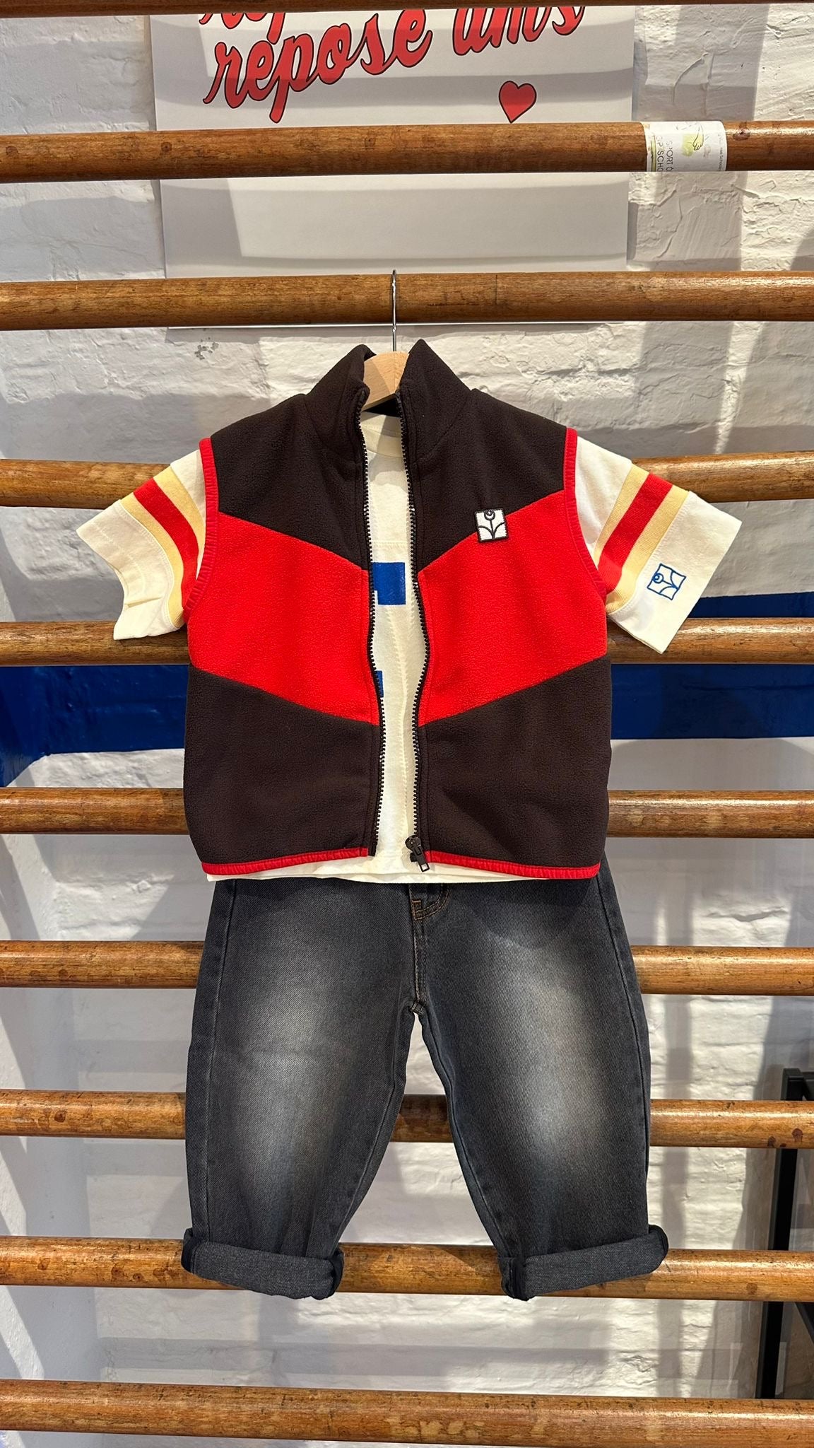 The campamento - kids - polar zipped vest - brown