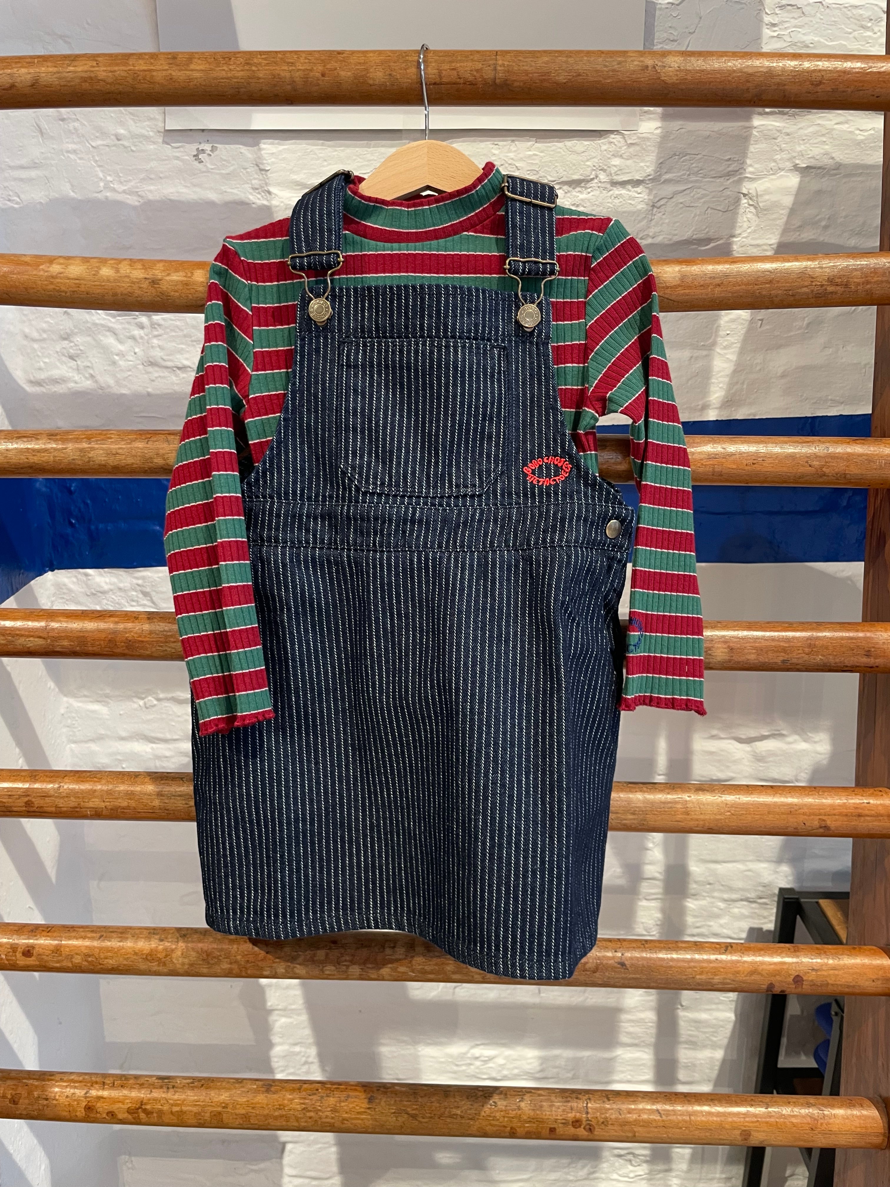 Bobo Choses - kids - tic tac toe denim dress - navy blue