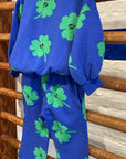 Bobo Choses - kids - lucky clover allover flare joggers - blue