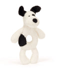 Jellycat - Bashful black & cream puppy ring rattle