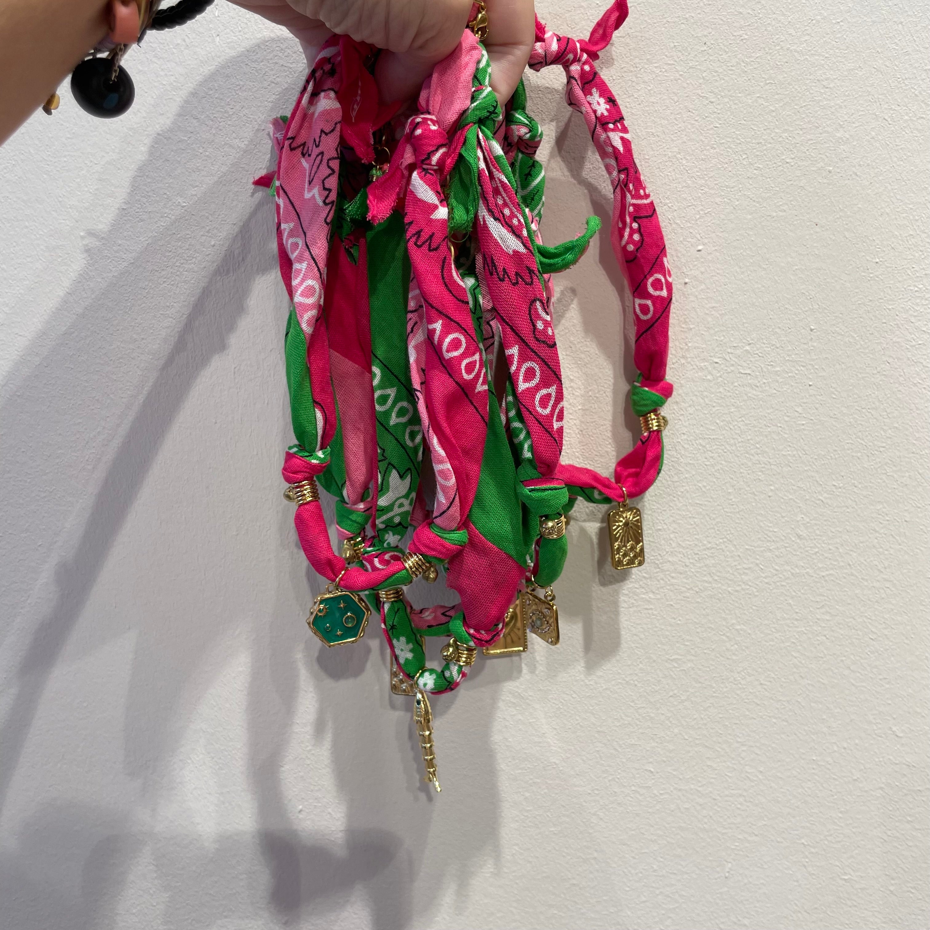 bandana necklace - palmtree - orange/Pink