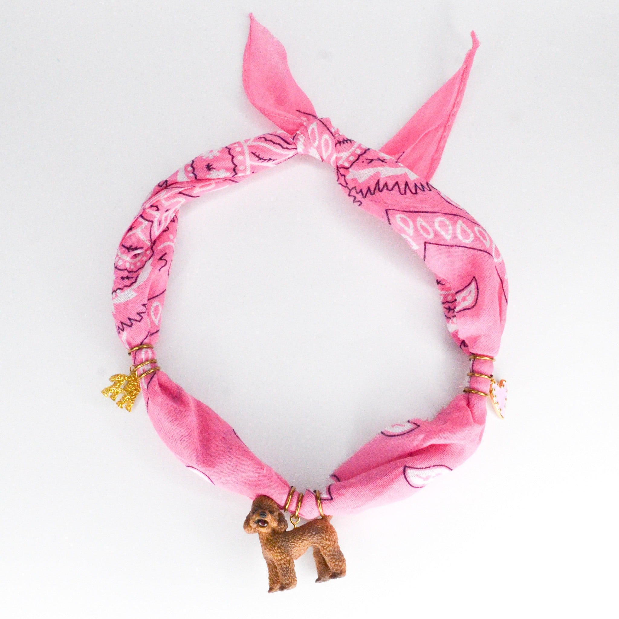 bandana necklace - poodle/pink
