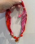 bandana necklace - palmtree - orange/Pink