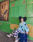 Maison Mangostan - harlequin soft trousers - angora/blue