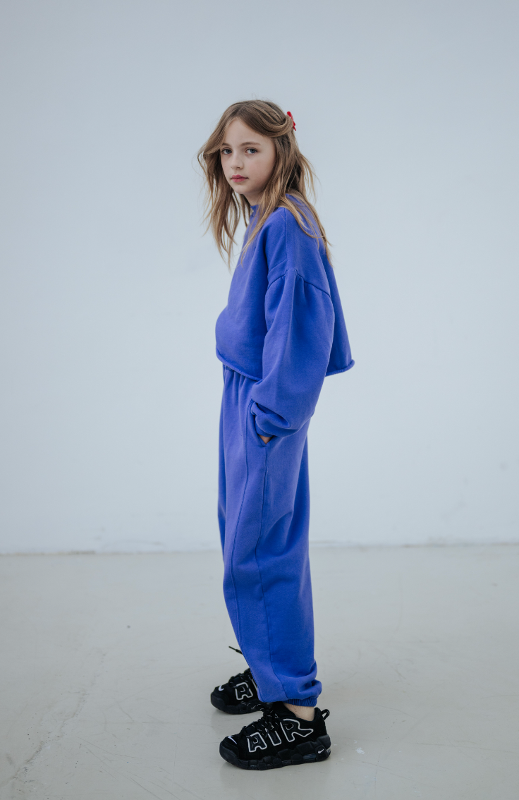 Repose Ams - crop heart sweater - royal bloom