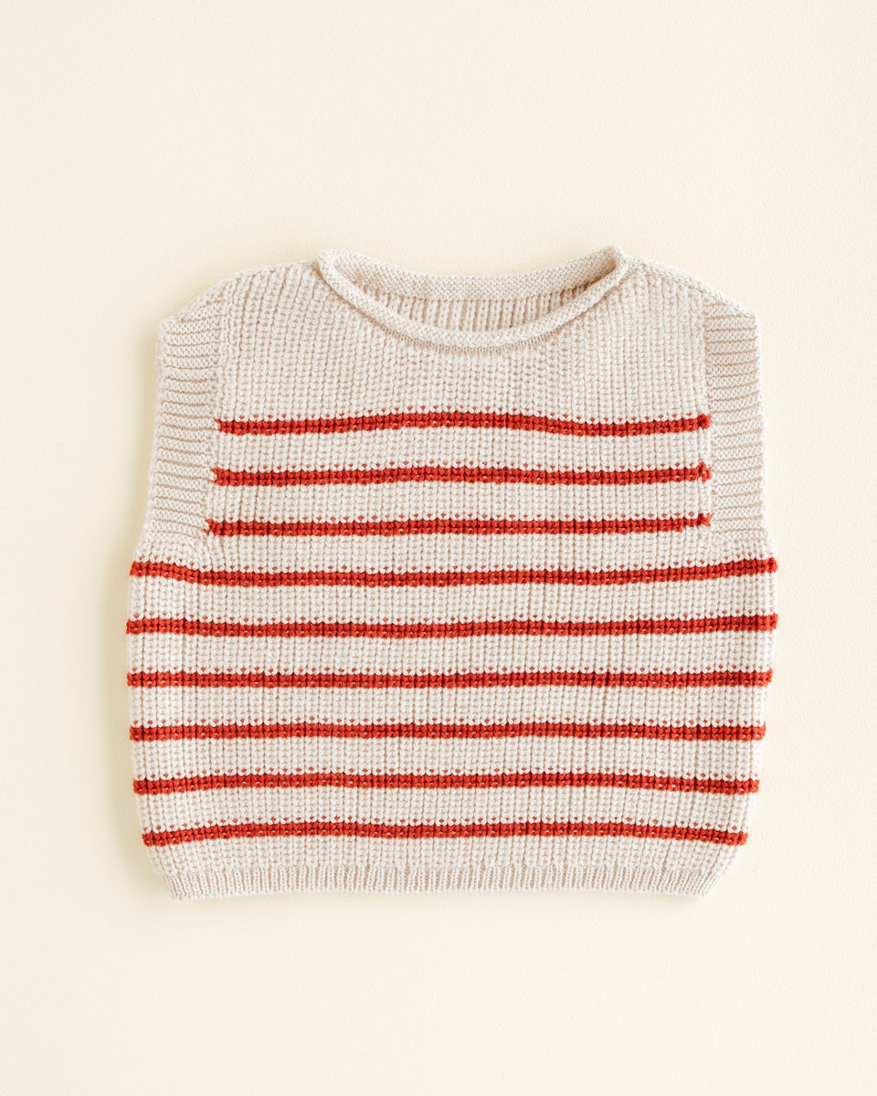 Hvid - wool vest -baby - harvey - cream/red