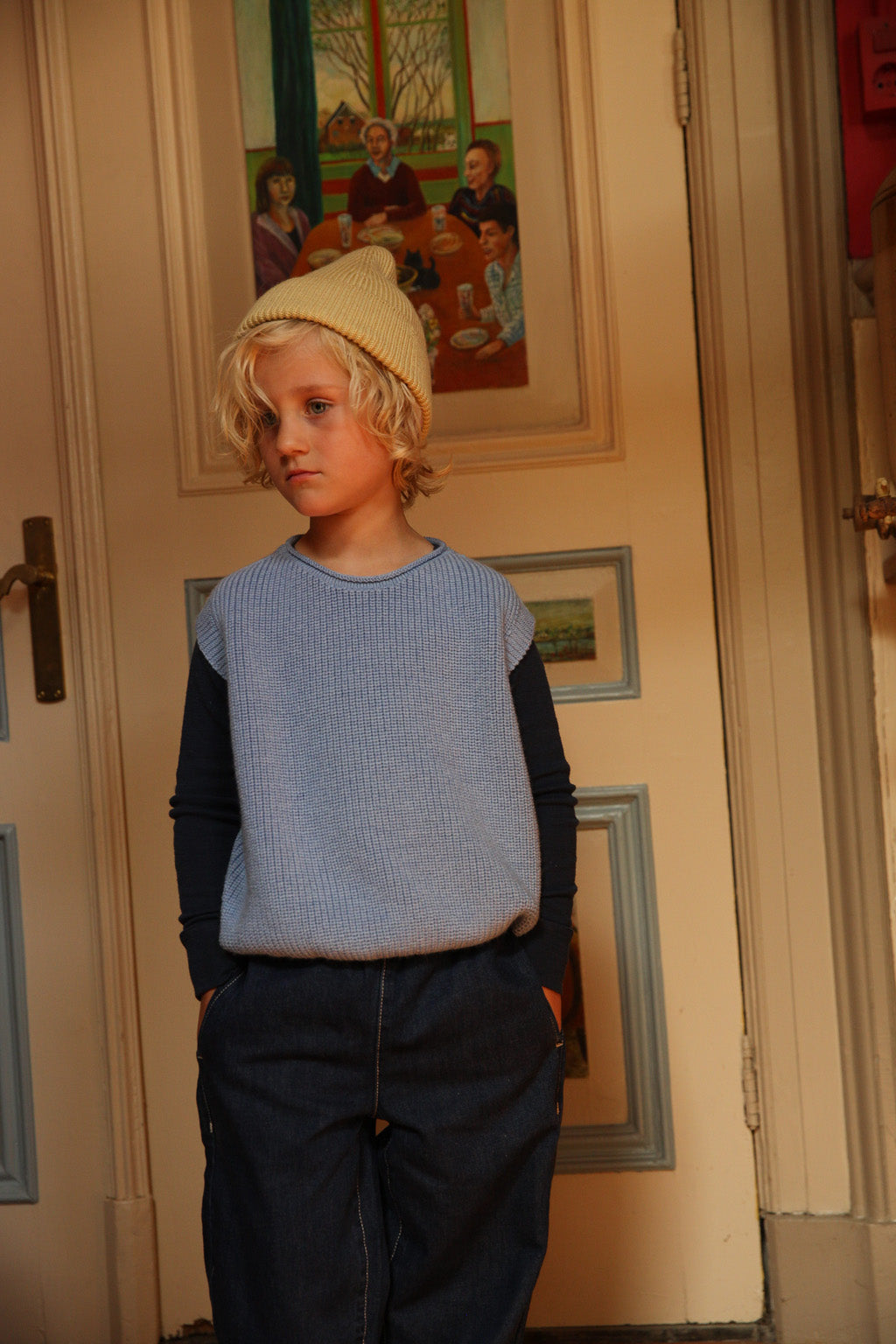 Hvid - wool vest - harvey - kids - light blue