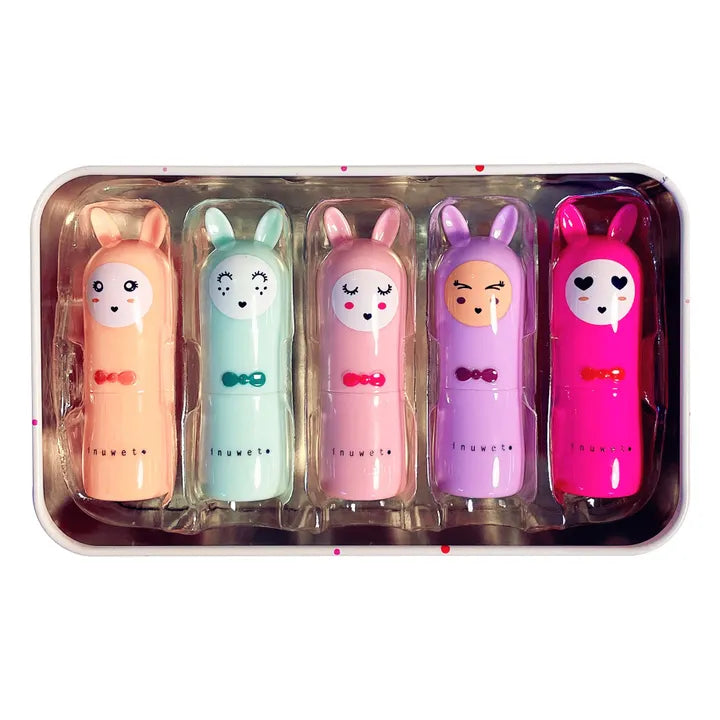 Inuwet - 5 scented lip balms - rainbow tin box