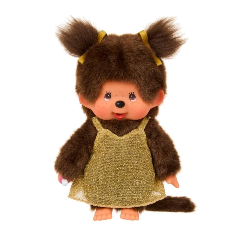 Monchhichi - girl with gold glitter dress (20cm)