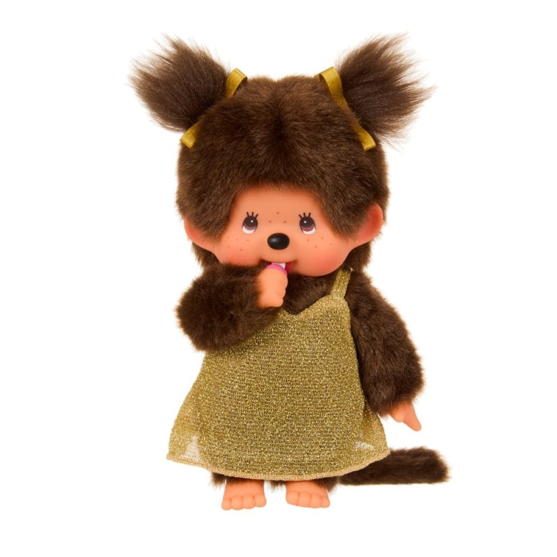 Monchhichi - girl with gold glitter dress (20cm)